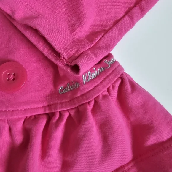 Calvin Klein Jeans Pink Sweater with Ruffled Details Size 4 Girls - Picture 2 of 4